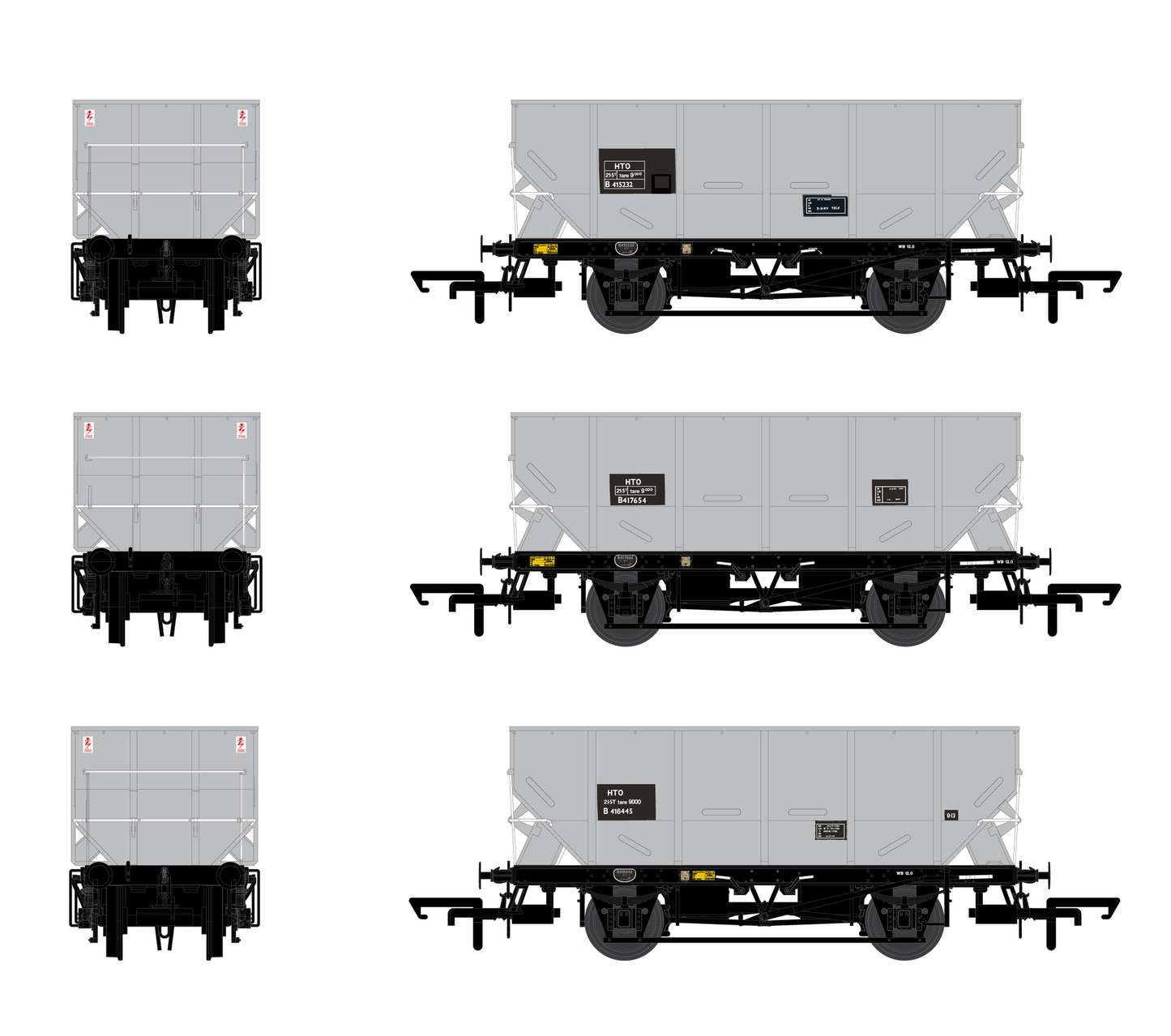 ACCURASCALE (ACC2538) BR HOPPER HTO Triple Pack E - BR Freight Grey - Chester Model Centre