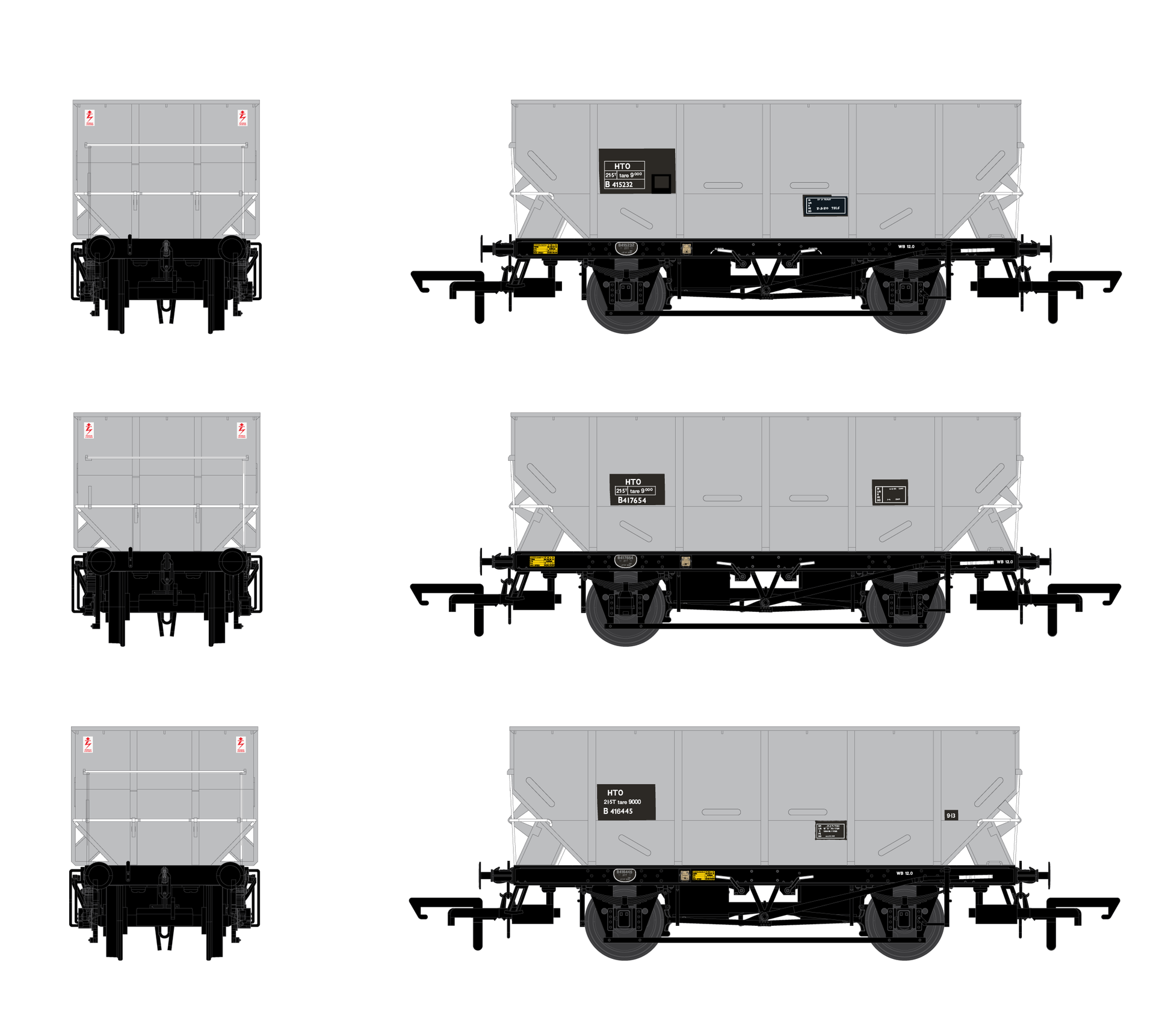 ACCURASCALE (ACC2538) BR HOPPER HTO Triple Pack E - BR Freight Grey - Chester Model Centre