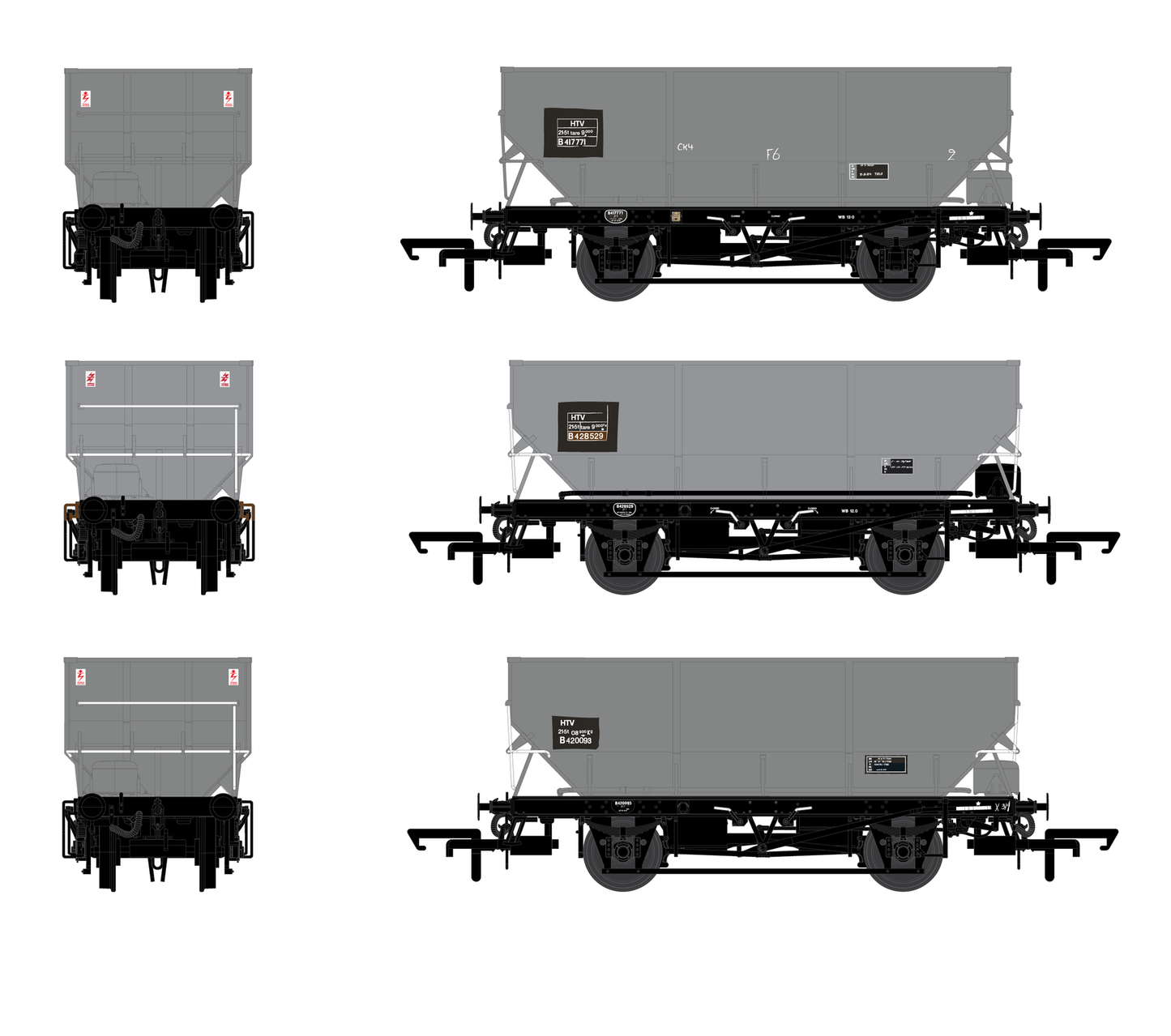ACCURASCALE (ACC2540) BR HOPPER HTV Triple Pack G - BR Freight Grey - Chester Model Centre