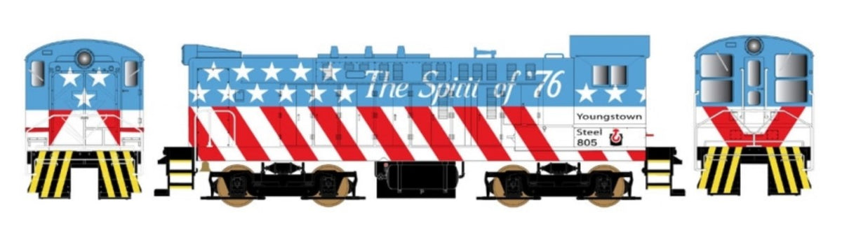 BOWSER Trains #23974 HO Scale Baldwin S-8 Youngstown Steel #805 - The Spirit of '76 Livery (DC Version)