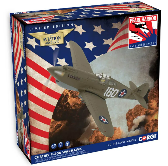 Corgi AA28101 Curtiss P-40B Warhawk- 160/15P- 2nd Lt. G. Welch- 47th PS- 15th PG- USAAF- Pearl Harbor