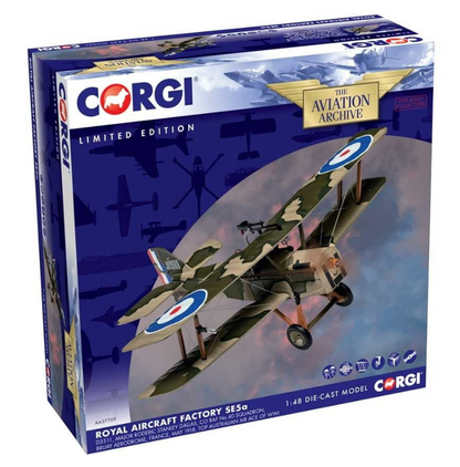 Corgi AA37709 Die-cast 1/48 Scale SE5a D3511, Major R. S Dallas, CO RAF No.40 Squadron, Bruay Aerodrome, France, May 1918, Top Australian air ace of WWI