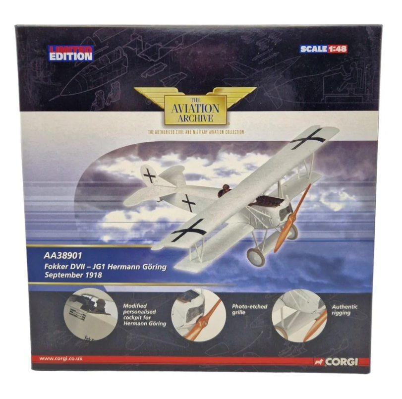 Corgi AA38901 Die-cast 1/48 Scale Fokker D.VII Imperial German Army Air Service Hermann Goering, JG1, September 1918