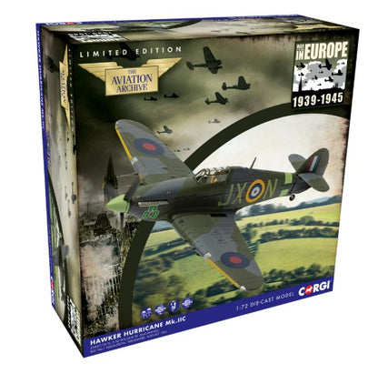 CORGI Aviation Archive #AA39705 1/72 Scale Die Cast Model Hawker Hurricane MKIIC Z3897 JX-N F/O William W. McConnell
