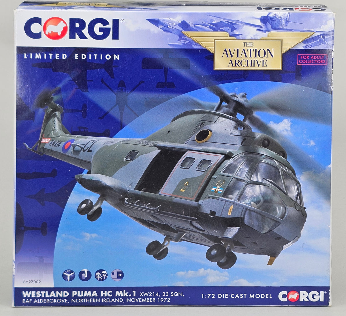 CORGI LIMITED EDITION Corgi AA27002 Westland Puma HC1, XW214, 33 Sqn RAF, March 1973