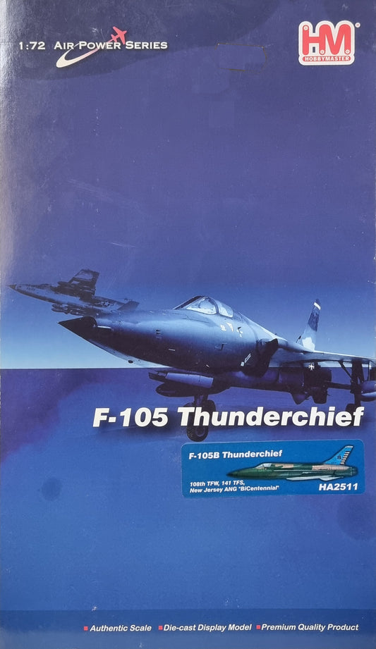 Hobbymaster HA2511 Republic F-105B Thunderchief Diecast Model USAF 108th TFW, 141st TFS NJ ANG, #57-5776, McGuire AFB, NJ, US Bicentennial 1976 - Chester Model Centre