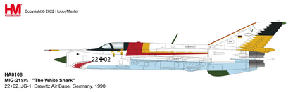 MIG-21SPS "The White Shark" 22+02, JG-1, Drewitz Air Base, Germany, 1990
