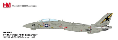 HOBBYMASTER HA5242 1/72 Scale Die-cast F-14 TOMCAT Cdr Snodgrass 162705 VF-33 USS America 1990