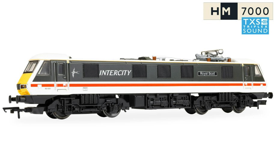 HORNBY R30529TXS RailRoad: BR - Intercity Class 90 - 'Royal Scot' 90001  90001 (DCC Sound Fitted)
