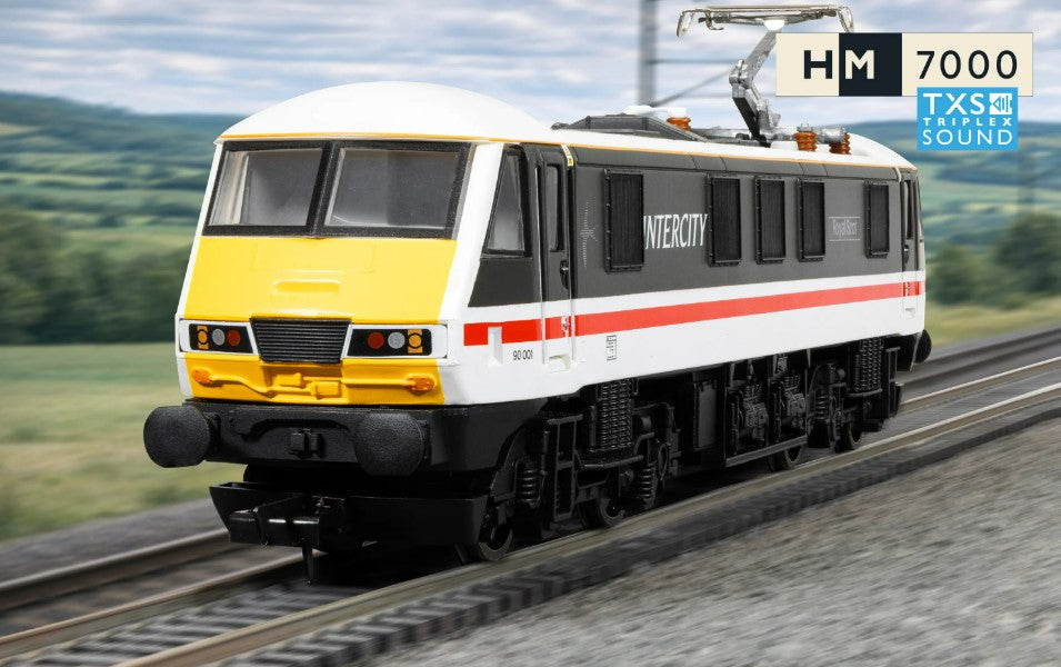HORNBY R30529TXS RailRoad: BR - Intercity Class 90 - 'Royal Scot' 90001  90001 (DCC Sound Fitted)