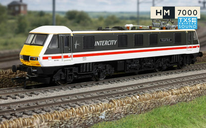 HORNBY R30529TXS RailRoad: BR - Intercity Class 90 - 'Royal Scot' 90001  90001 (DCC Sound Fitted)