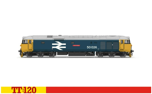 HORNBY TT3067M BR - Class 50 - 50026 'INDOMITABLE' BR Large Logo Blue (DCC Ready - Next 18 Pin) Era 8 Sectorisation - 1982 - 1997