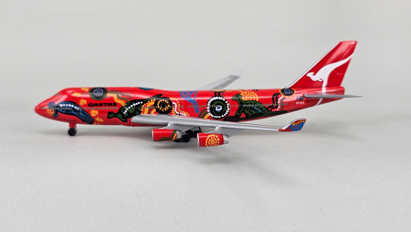 Herpa Wings 1:500 Scale Die-cast Boeing 747-400 Quantas 'Wunala Dreaming' Model Aircraft. Reg No.VH-OJB - Chester Model Centre
