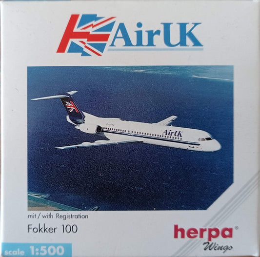 Herpa Wings 509244 Air UK Fokker 100 (1:500) - Chester Model Centre