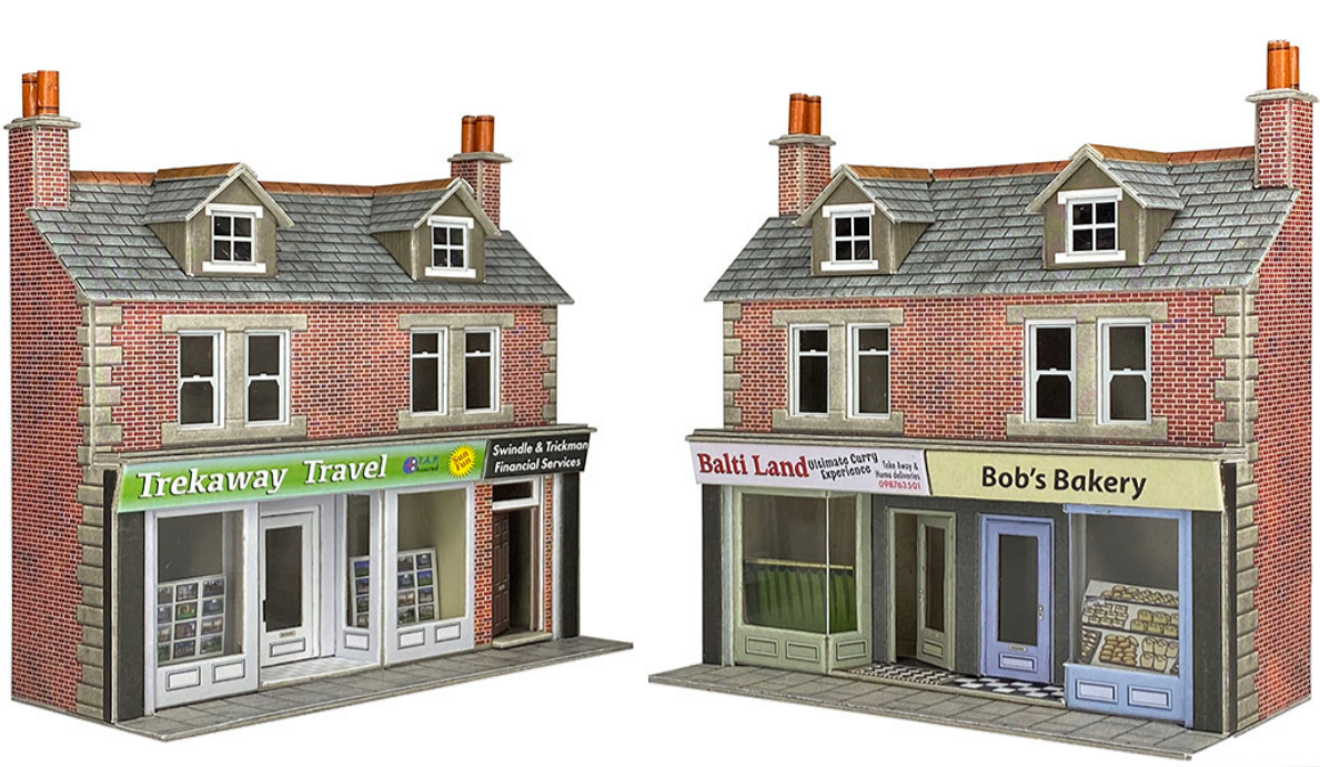 METCALFE PO306 00/HO Scale Low Relief Shop Fronts - Brick