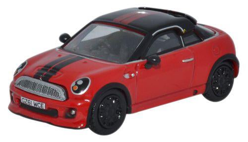 Oxford Diecast Mini Coupe Chilli Red/Black - 1:76 Scale - Chester Model Centre