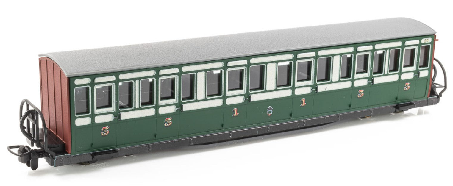 PECO 00-9 Scale GR-621B Festiniog Railway Long 'Bowsider' Bogie Coach Early Preservation Livery No.20 - Chester Model Centre