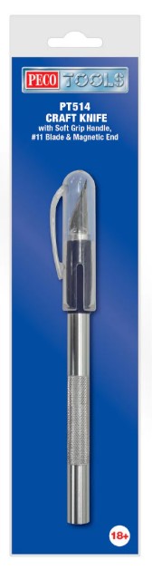 PECO PT514 Craft Knife with Soft Grip Handle, No.11 Blade & Magnetic End - Chester Model Centre