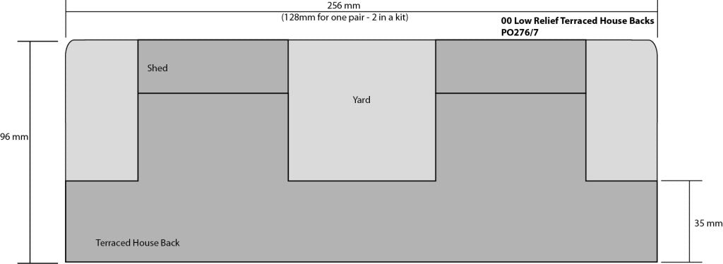 METCALFE PO277 00/H0 Scale Low Relief Stone Terraced House Backs – TO BE DISCONTINUED - Chester Model Centre