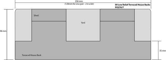 METCALFE PO277 00/H0 Scale Low Relief Stone Terraced House Backs – TO BE DISCONTINUED - Chester Model Centre