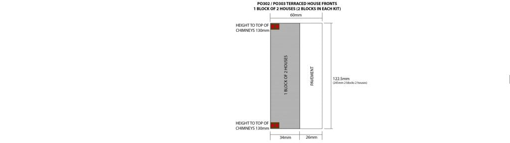 METCALFE PO303 00/HO Scale Terraced House Fronts – Stone - Chester Model Centre