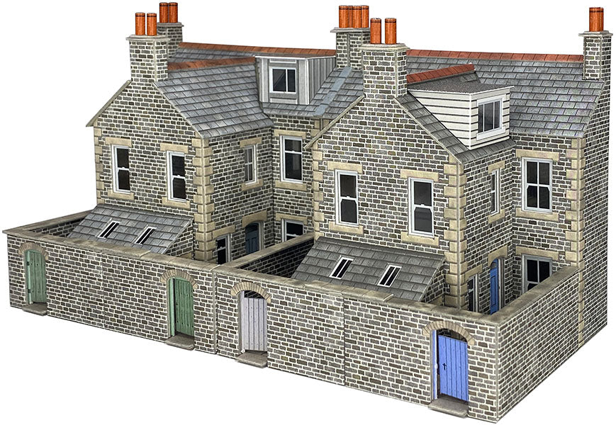 METCALFE  PO305 00/HO Scale Low Relief Terraced House Backs – Stone - Chester Model Centre