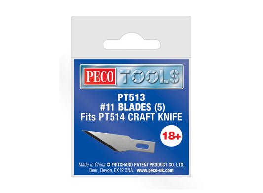 PECO PT513 #11 Blades (pack of 5) Fits PT514 Craft Knife - Chester Model Centre