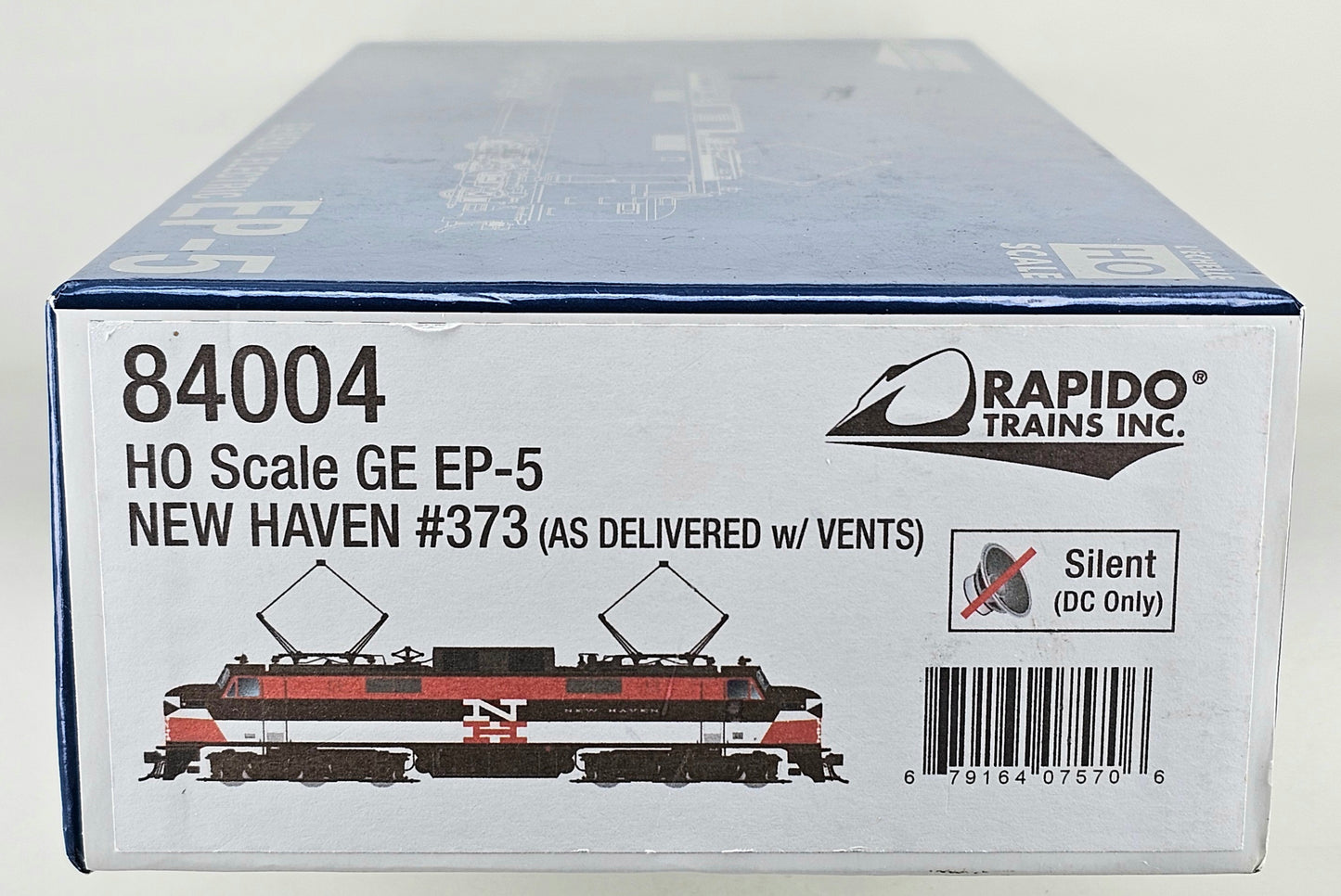 RAPIDO TRAINS INC. #84004 HO Scale GE EP-5 NEW HAVEN #373 (as Delivered w/Vents). DC, but can be converted to DCC using a 21 pin decoder.