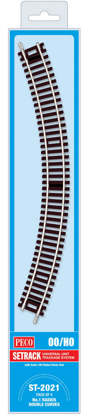 PECO ST-2021 Double Curve, 1st Radius (Pack of 4) - Chester Model Centre