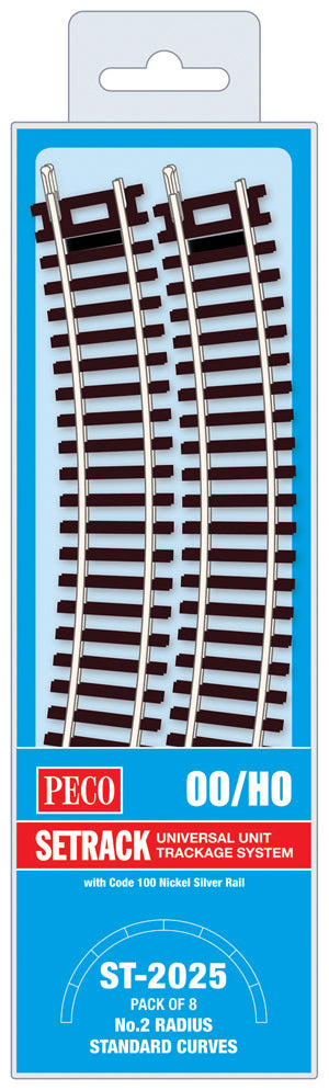 PECO ST-2025 Standard Curve, 2nd Radius (Pack of 8) - Chester Model Centre