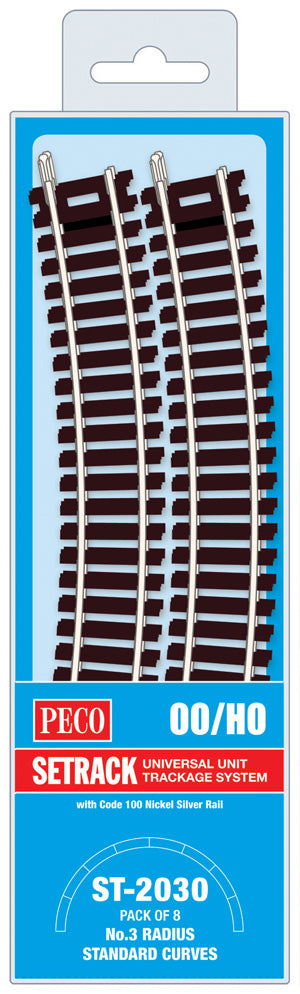 PECO ST-2030 Standard Curve, 3rd Radius (Pack of 8) - Chester Model Centre