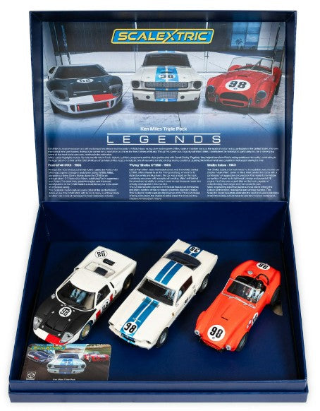 SCALEXTRIC C4619A Ken Miles - Triple Car Pack - Triple Car Pack - Shelby GT350, Shelby Cobra and Ford GT40 MkII