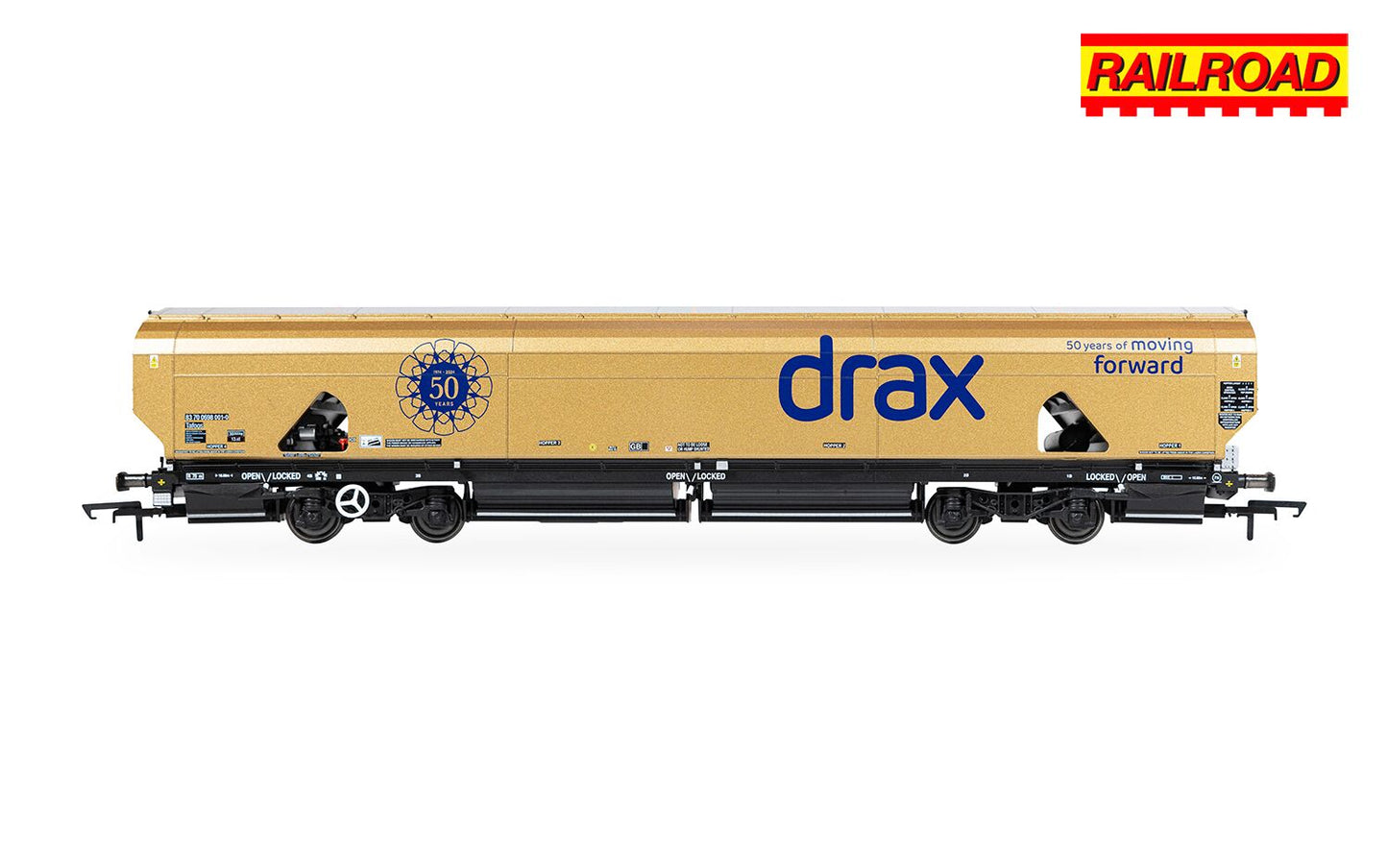 Hornby R60322 Drax - Biomass - Wagon - Gold Livery (Drax 50th Anniversary) - Chester Model Centre