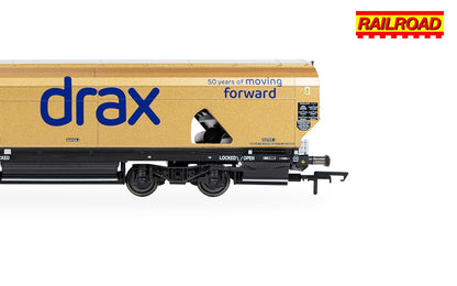 Hornby R60322 Drax - Biomass - Wagon - Gold Livery (Drax 50th Anniversary) - Chester Model Centre