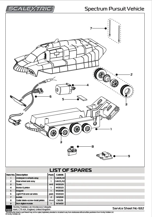 SCALEXTRIC C4605 Spectrum Pursuit Vehicle (SPV) - Captain Scarlet - Chester Model Centre
