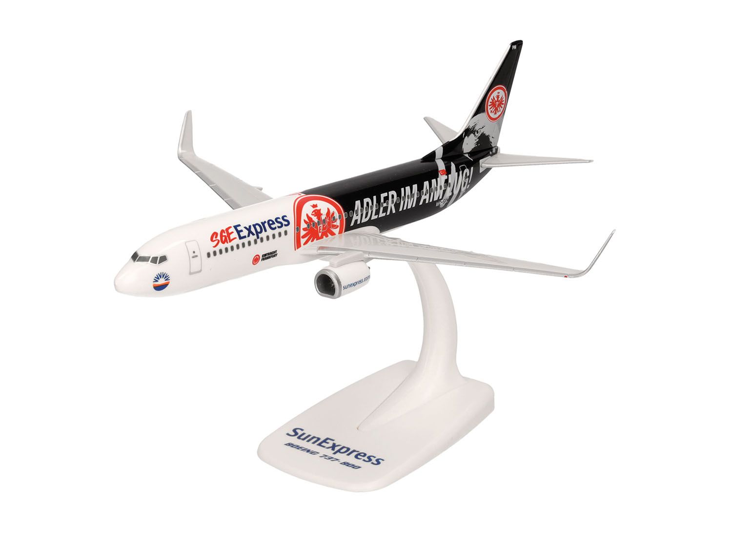 Herpa 614481 Snapfit Boeing 737-800 Sun Exp Eintracht Frankfurt (1:200) 1:200 Scale - Chester Model Centre