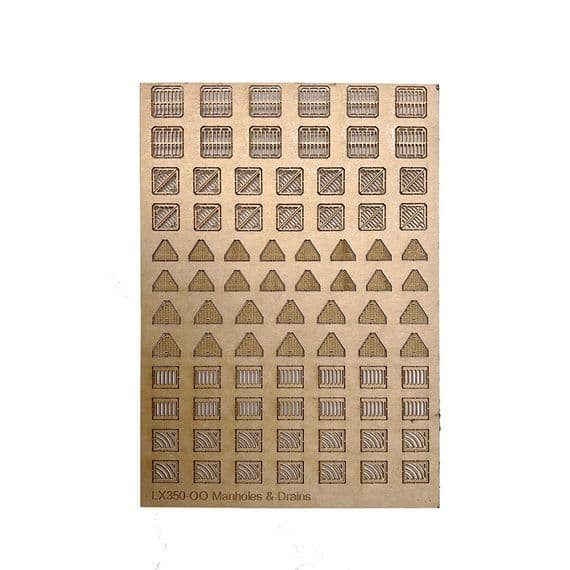 Scalemodel scenery LX350-OO Manholes and Drains pack of 84 - Chester Model Centre
