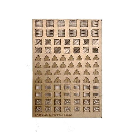 Scalemodel scenery LX350-OO Manholes and Drains pack of 84 - Chester Model Centre