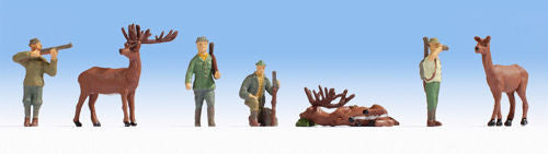 Noch TT:120 N45731 Hunters (4) And Deer (3) Figure Set - Chester Model Centre