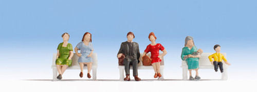 Noch TT:120 N47131 Sitting People (6) Hobby Figure Set- (Benches Not Included) - Chester Model Centre