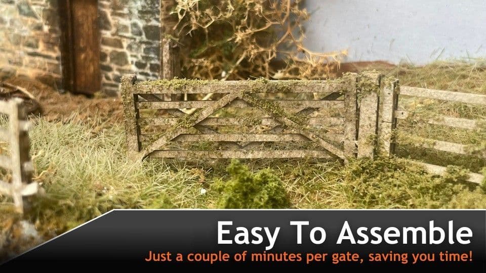 Scale Model Scenery LX001-OO Laser Cut Five Bar Gates & Posts (Pack Of 3) OO/4mm/1:76 - Chester Model Centre