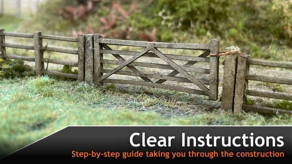 Scale Model Scenery LX001-OO Laser Cut Five Bar Gates & Posts (Pack Of 3) OO/4mm/1:76 - Chester Model Centre