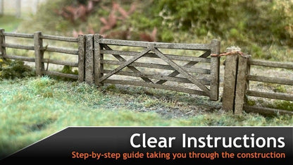Scale Model Scenery LX001-OO Laser Cut Five Bar Gates & Posts (Pack Of 3) OO/4mm/1:76 - Chester Model Centre