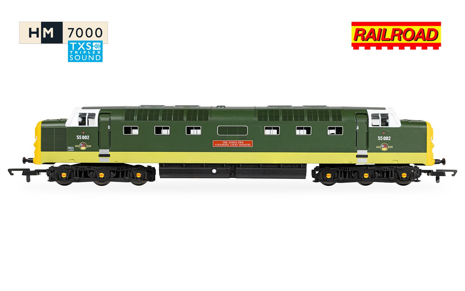 HORNBY R30438TXS RailRoad: Class 55 (Deltic) - BR - 55002 'The Kings own Yorkshire Light Infantry' (DCC Sound Fitted) - Chester Model Centre