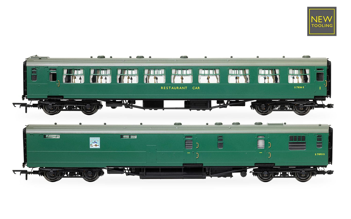 HORNBY R40471 BR - Kitchen and Buttery Car & Composite Restaurant - 7834 'Jolly Tar' - Coach Twin Pack - Chester Model Centre