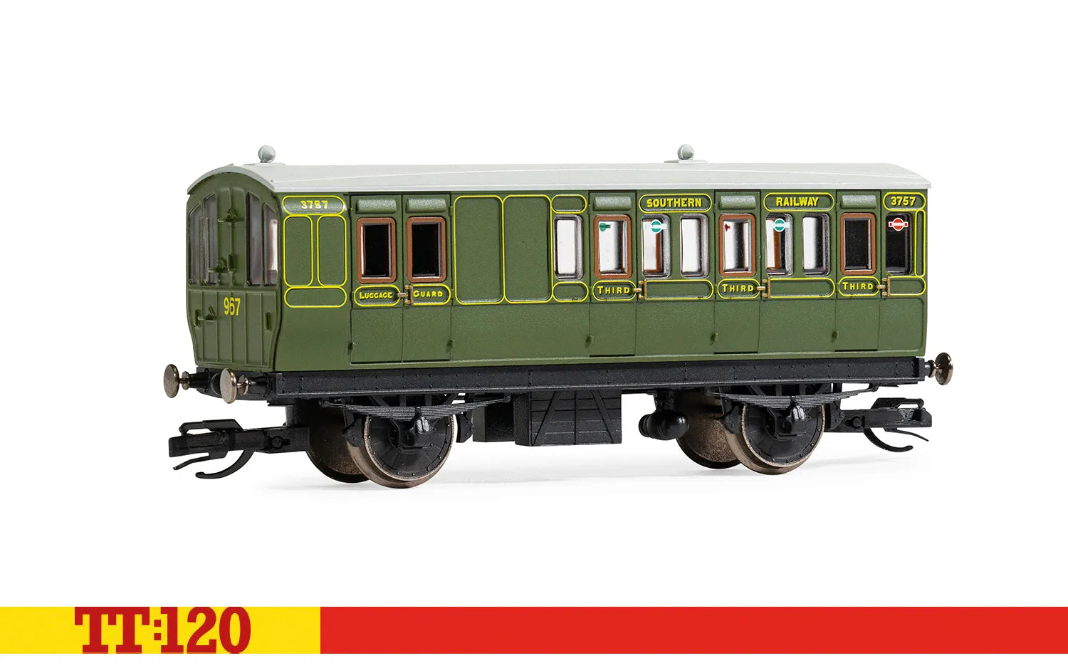 HORNBY TT4053 SR 4-Wheel Coach 3rd Class Brake No.3757 Era 2 - Pre-Grouping 1870-1922 - Chester Model Centre
