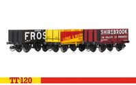 Hornby TT120 TT6042 7 Plank Wagon triple pack - Lowe & Warwick Bernard T Frost Shirebrook - Chester Model Centre