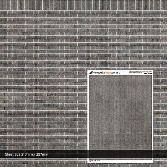 Scale Model Scenery TX105-OO English Bond Blue Engineering Brick Texture Paper (Pack of 5) - OO/4mm/1:76 - Chester Model Centre