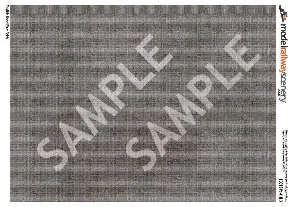 Scale Model Scenery TX105-OO English Bond Blue Engineering Brick Texture Paper (Pack of 5) - OO/4mm/1:76 - Chester Model Centre