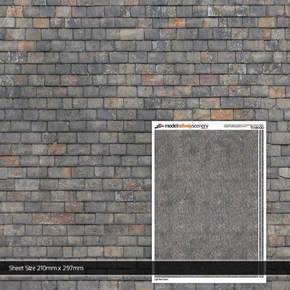 Scale Model Scenery TX184-OO Mixed Grey Roof Slates Texture Paper (Pack of 5) - OO/4mm/1:76 - Chester Model Centre
